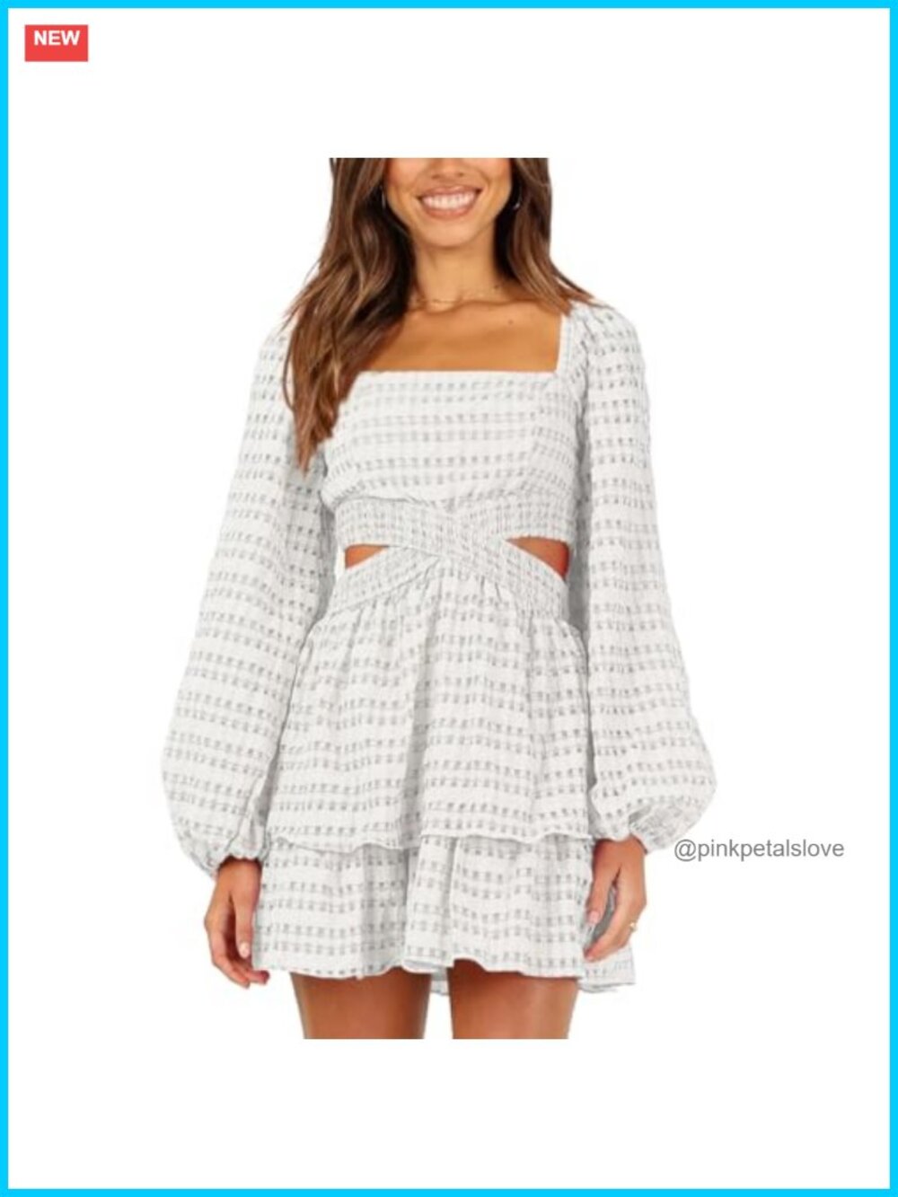 Shy Velvet Long Sleeve Square Neck Crossover Waist Mini Dress
